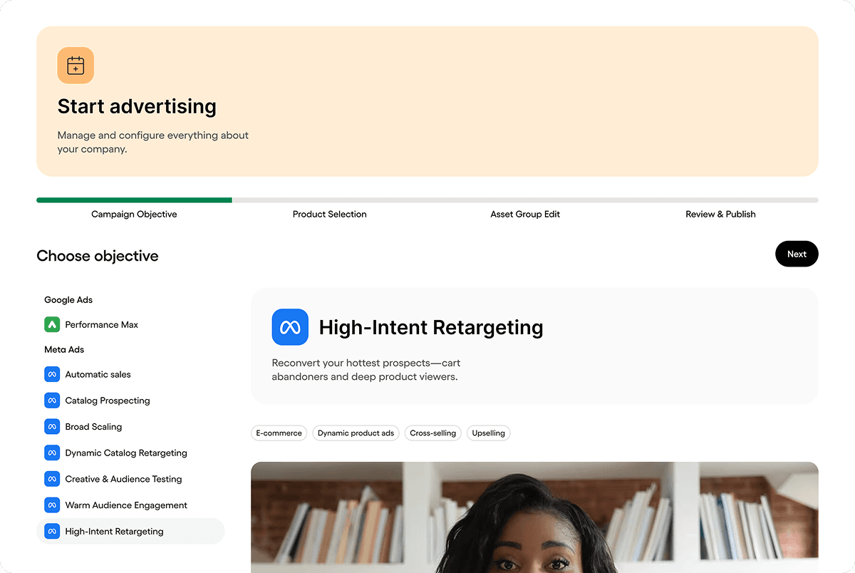 Marketer turns your product catalog into high-converting, AI-powered ad creatives.