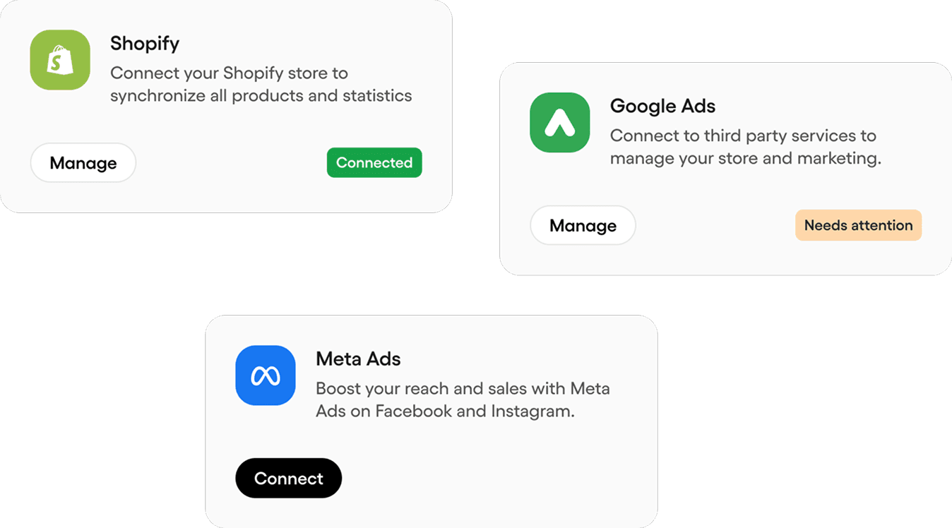 Multi-channel integration dashboard