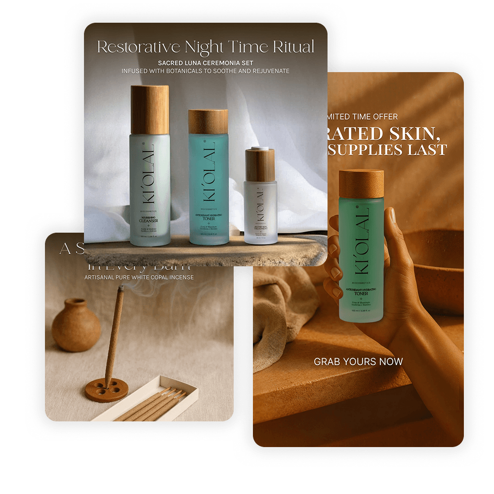 Get high-end creatives that showcase your beauty products at their best.