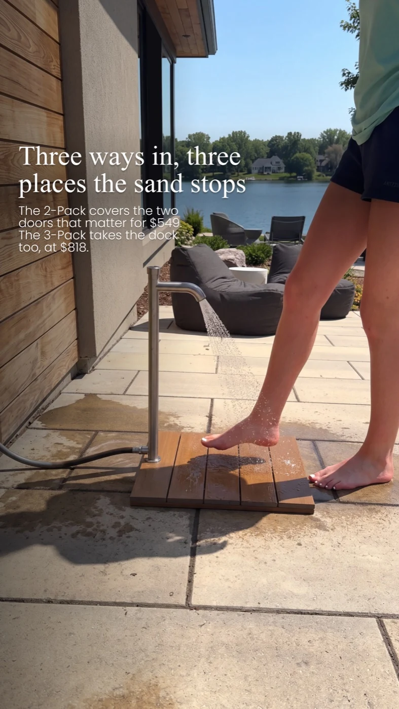Vertical Foot Fountain platform creative on an outdoor deck