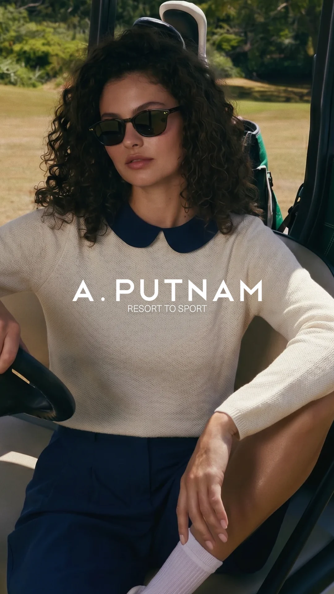 A. Putnam resort-to-sport clothing shown in a golf-cart lifestyle advertisement.